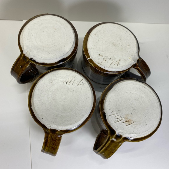 Set of 4 handmade pottery coffee tea mugs - Picture 5 of 5